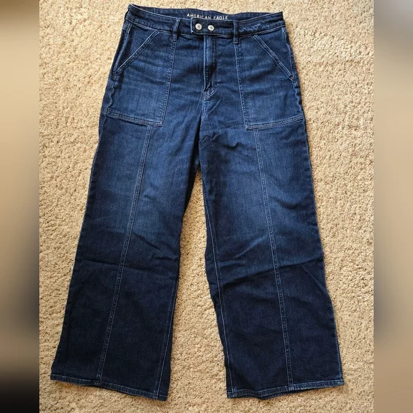 American Eagle High Rise Dreamy Drape Wide-Leg Denim Jeans - Picture 1 of 4